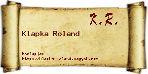 Klapka Roland névjegykártya